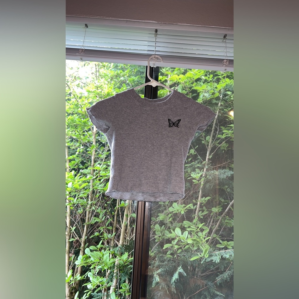 Forever 21 Grey Butterfly Shirt